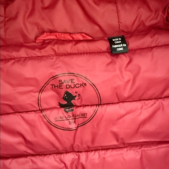 Save The Duck Classic Hooded Red Ultra Light Jacket Size 2/M - Picture 8 of 13
